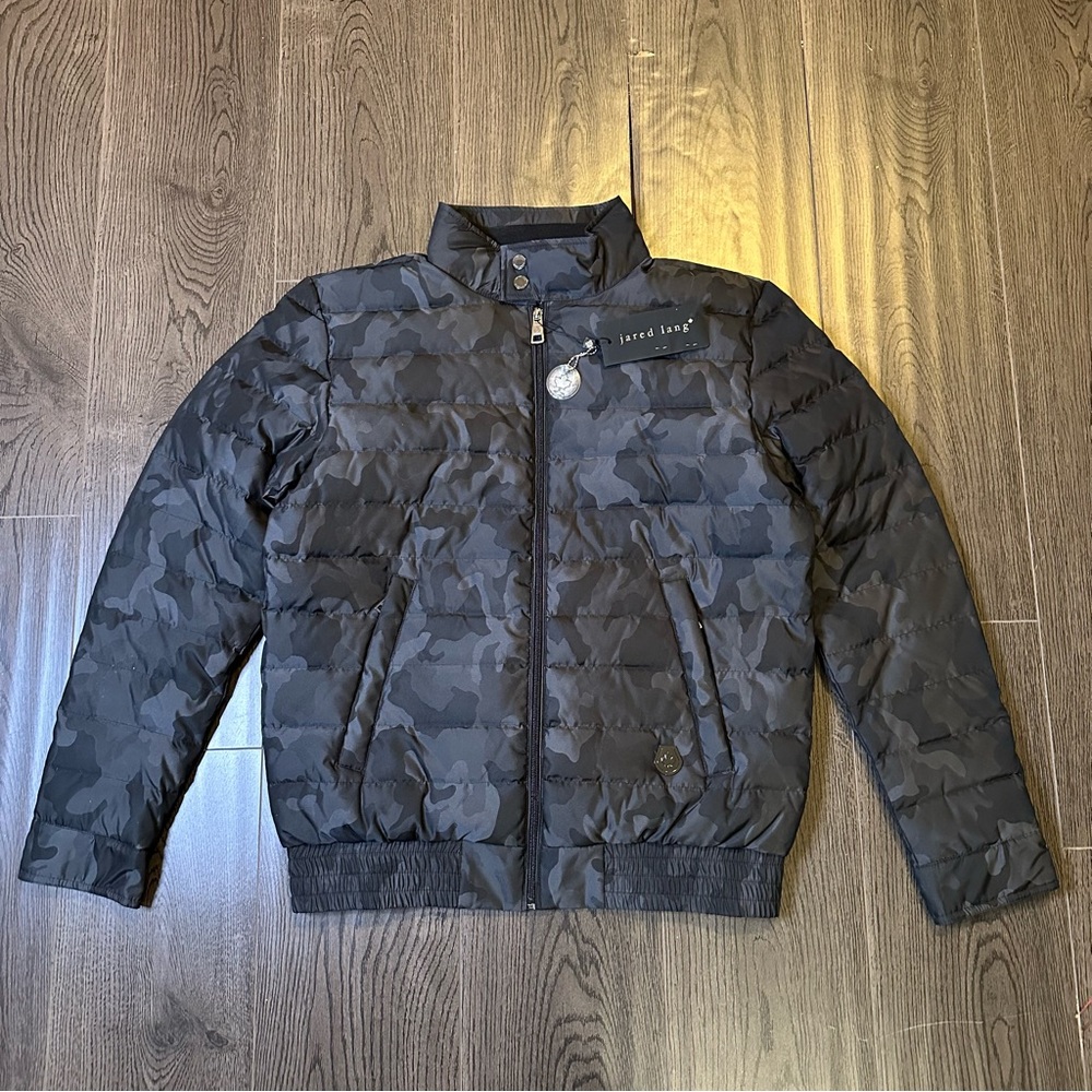 NWT Jared Lang Men’s Down Jacket Black Camo Small Puffer Coat Canada Designer S